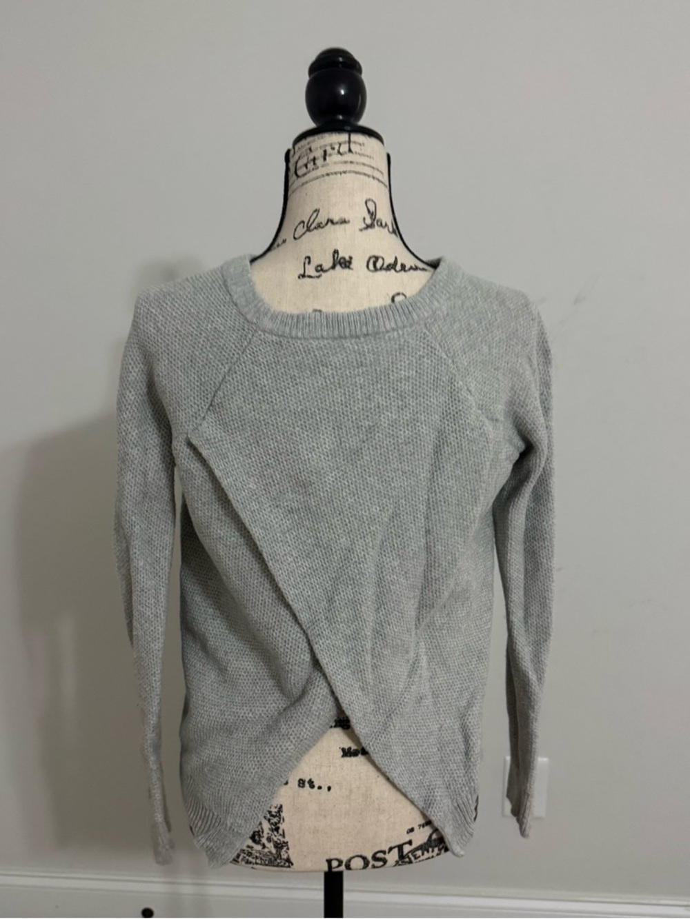 Madewell Light Gray Cross-Front Crewneck Sweater